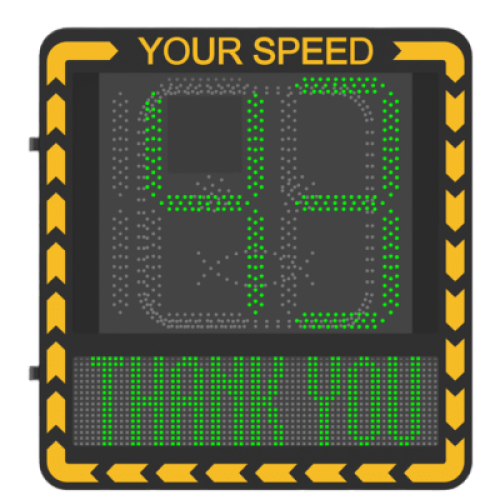 Pantalla LED de Señalización de Velocidad por Radar / Detección de Velocidad en Tiempo Real / Rango de Detección de 100 m / Hasta 32 Objetivos Detectados / Pantalla LED de Alta Visibilidad / Instalación en Carril o Later