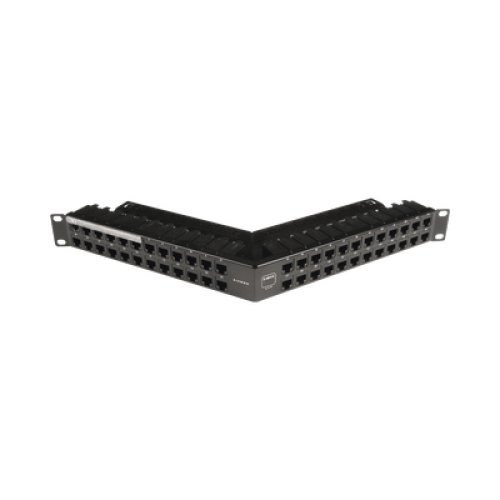 Patch Panel Z-Max de 48 Puertos, Blindado, Precargado con Jacks Categoría 6A, Angulado, 1UR