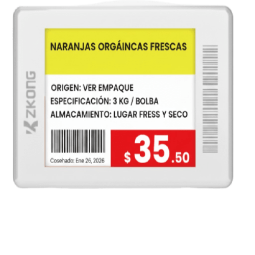 Etiqueta Electrónica de Estantería ESL 1.8 Pulgadas / Pantalla EPD a Color 224x168 píxeles / 4 Colores (Negro, Blanco, Rojo, Amarillo) / Batería 5 Años / Bluetooth LE 5.1 / Gestión en la Nube / NFC / CE ROHS FCC